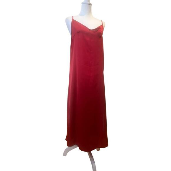 SEE YOU MONDAY LA NWT RED SATIN SLIP DRESS WOMENS SIZE LARGE - Picture 1 of 8